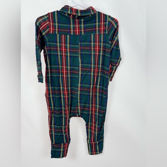 Posh Peanut New Bamboo Collared Henley Romper Green Tartan Plaid Sz 9-12 m - Picture 5 of 5